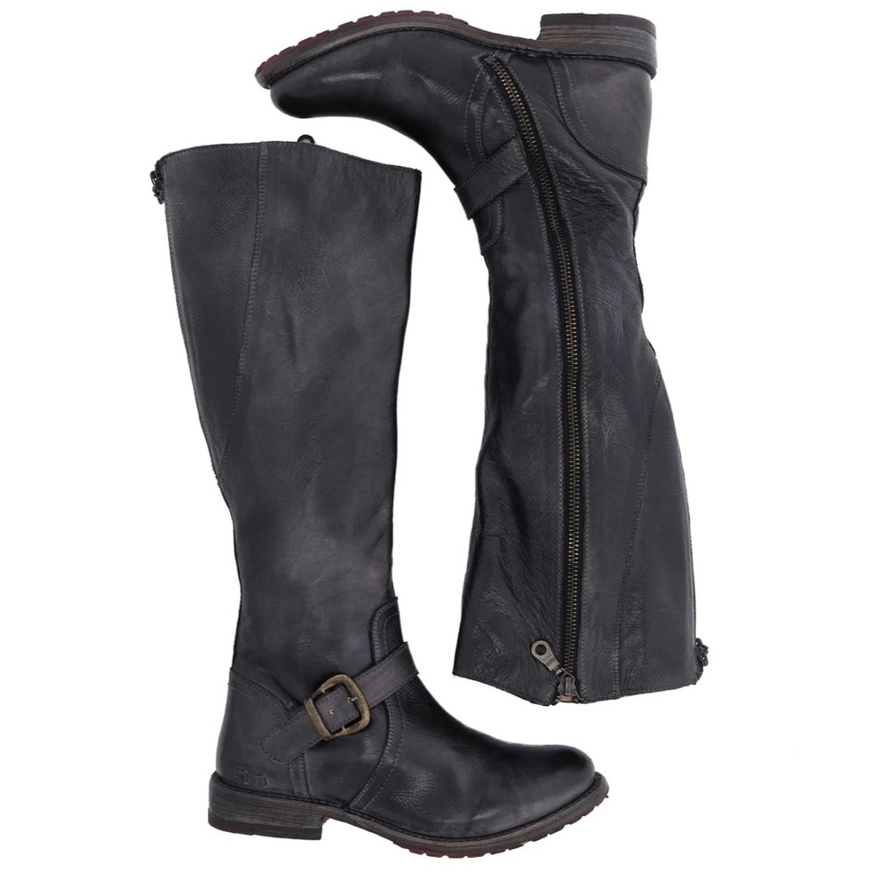 BED|STU Glaye Women's Black Rustic Brown Leather Tall Boots - Picture 4 of 6